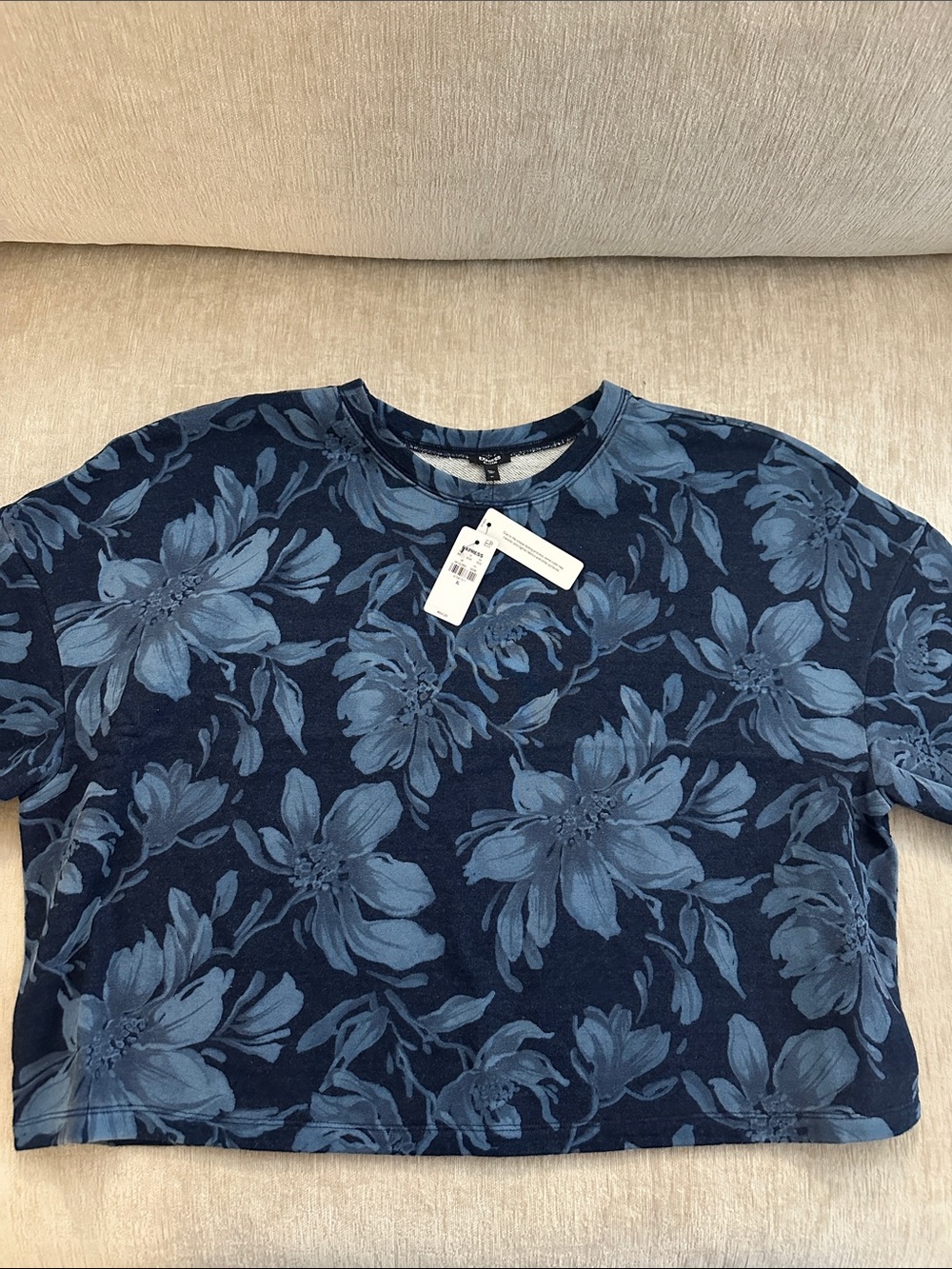 Express Navy Blue Floral Crop Top